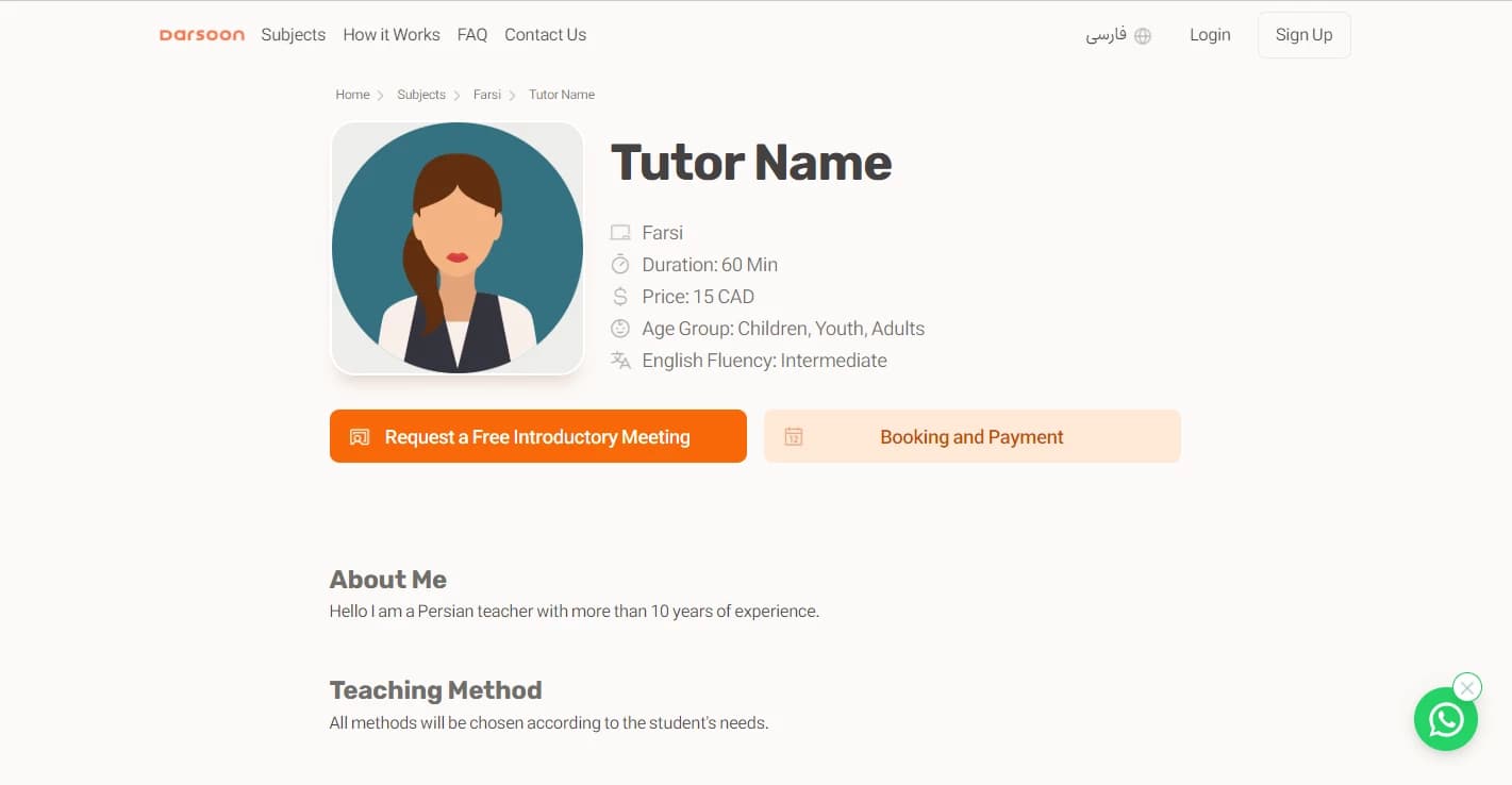 Tutor Profile and Intro Booking