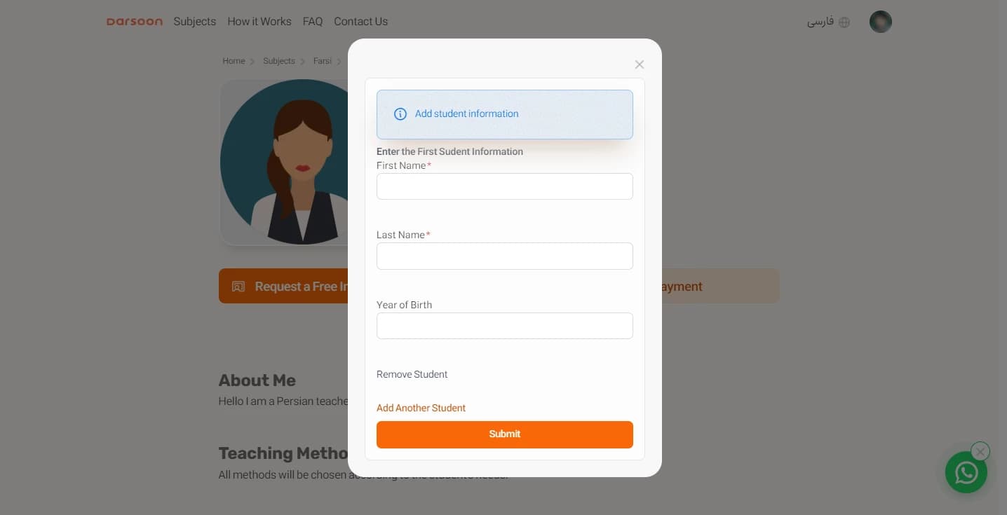 Student Dashboard on Darsoon Platform