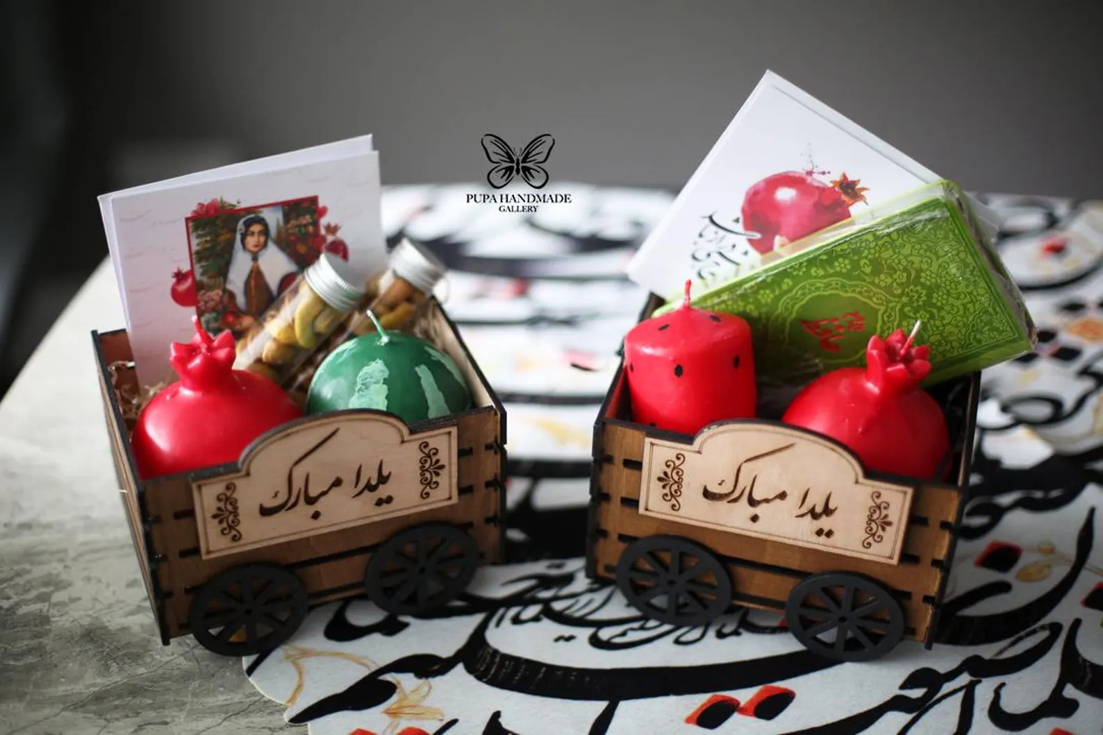 شب یلدا، شمع یلدا، کتاب حافظ، شمع هندوانه، جعبه کادویی یلدا، شمع انار، هدیه یلدا، تزیینات یلدا، کارت یلدا